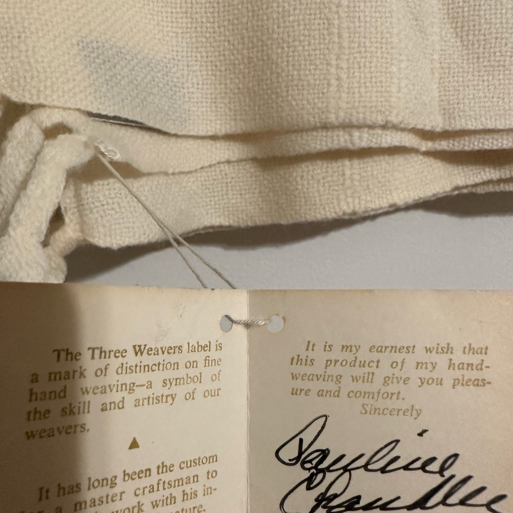 Rare Three Weavers virgin wool white scarf, NEVER WORN, tags still on!